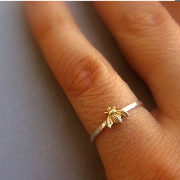 🐝 Queen Bee hammered stamped .925 rings - Picture 3 of 8